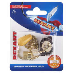 Переключатель кнопочный миниатюрный Выключатель для настенного светильника с деревянным наконечником gold блист. Rexant 06-0245-A