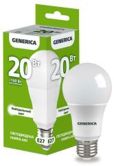 Лампа светодиодная Лампа светодиодная A60 20Вт грушевидная 4000К E27 230В GENERICA LL-A60-20-230-40-E27-G
