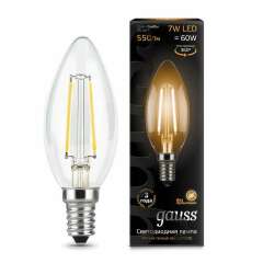 Лампа светодиодная Лампа светодиодная филаментная Black Filament 7Вт свеча 2700К E14 Gauss 103801107