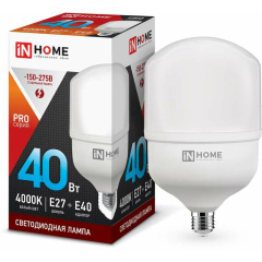 Лампа светодиодная Лампа светодиодная LED-HP-PRO 40Вт 230В 4000К E27 3600лм с адаптером IN HOME 4690612031095