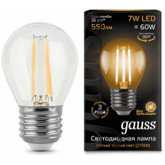 Лампа светодиодная Лампа светодиодная филаментная Black Filament 7Вт шар 2700К E27 Gauss 105802107