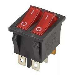 Переключатель кнопочный миниатюрный Выключатель клавишный 2-м 250В 15А (6с) ON-OFF красн. с подсветкой (RWB-511 SC-797) Rexant 36-2410