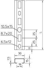 Рейка профильная 700х30х15 C30 L 700 FT OBO 1109839