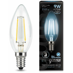 Лампа светодиодная Лампа светодиодная филаментная Black Filament 9Вт свеча 4100К E14 Gauss 103801209