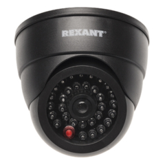 Муляжи камер видеонаблюдения REXANT Муляж камеры внутренний, купольный с вращающимся объективом, черный (45-0230)