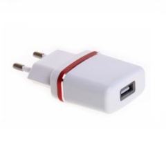 Источники питания до 12В REXANT Сетевое зарядное устройство USB (СЗУ) (5 V, 1000 mA) белое с красной полоской (18-2211)