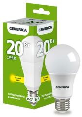 Лампа светодиодная Лампа светодиодная A60 20Вт грушевидная 3000К E27 230В GENERICA LL-A60-20-230-30-E27-G