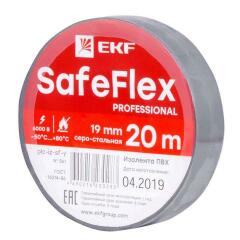 Скотч и изоляционная лента Изолента ПВХ 19мм (рул.20м) серо-стальн. SafeFlex EKF plc-iz-sf-st